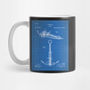 Boat Anchor Patent - Sailing Sailor Lake House Art - Blueprint Mug